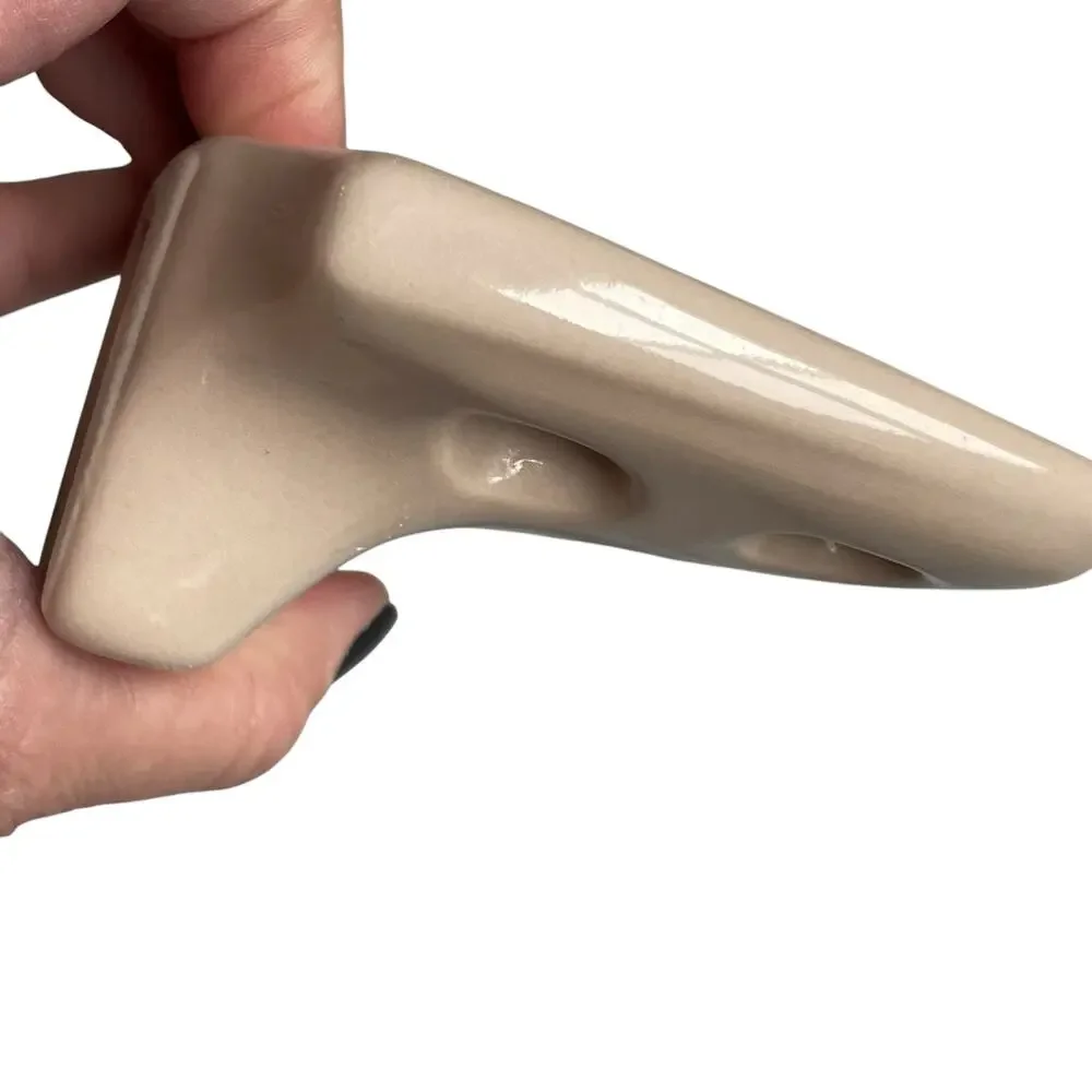 Vintage Porcelain Toothbrush Holder Wall Mount Bathroom 4 Slot Taupe Beige READ